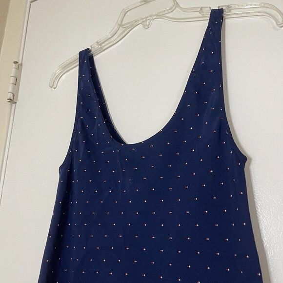 FRAME los angeles silk navy dotted tank top size small - Picture 3 of 6